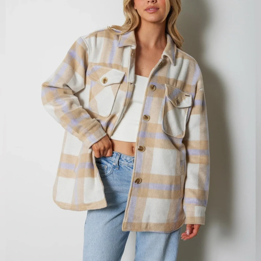 Blank NYC Mountain Top White Multi Plaid Shacket - Picture 2 of 16